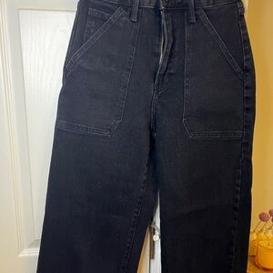 Black Denim Wide-Leg Pants